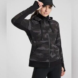 Athleta Black and Grey Camo Triumph Zip up Hoodie / Jacket Medium